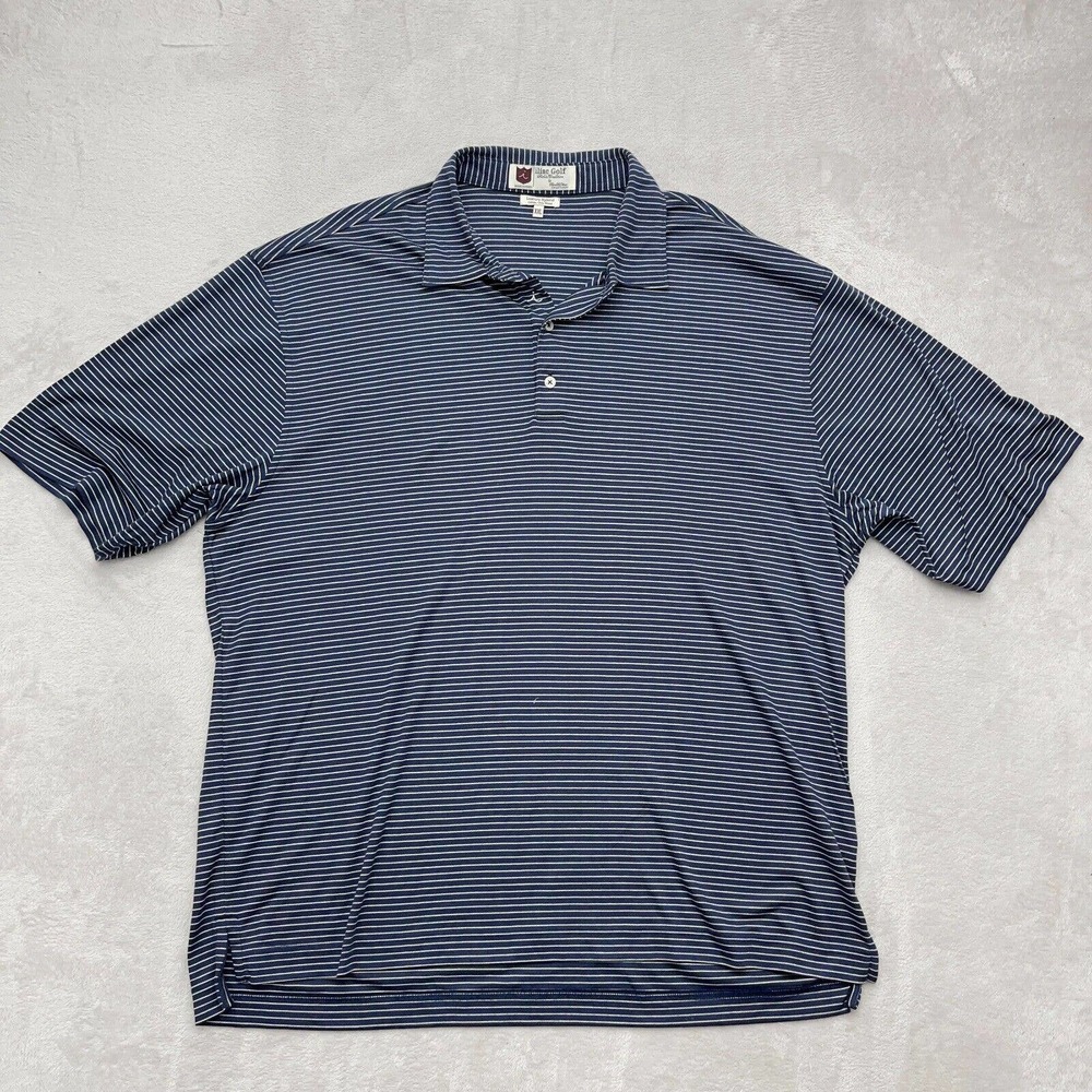Iliac Golf Polo Shirt Mens 2XL XXL Blue Striped Performance Outdoors